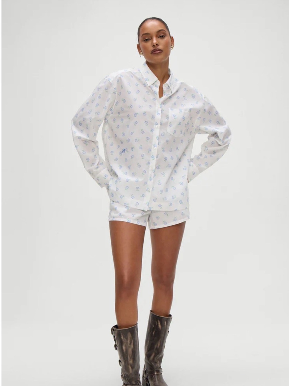 Frankie’s Bikinis Ralph Long Sleeve Sleep Shirt - Periwinkle XS